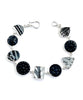 Black and White Vintage Pottery with Black Glass Buttons Bracelet- 8