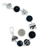 Black and White Vintage Pottery with Black Glass Buttons Bracelet- 8