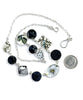 Multi Shape Black & White Vintage Pottery with Antique Black Glass Buttons 11 Piece Necklace