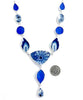 Blue & White Vintage Pottery & Textured Cobalt Sea Glass 11 Piece Y-Necklace