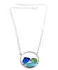 Textured Cobalt, Aqua and Soft Green Sea Glass Hoop Necklace