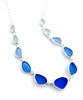 Clear, Aqua to Cobalt Sea Glass 11 Piece Necklace