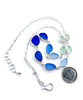 Clear, Aqua to Cobalt Sea Glass 11 Piece Necklace