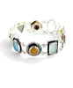 Pastel Glass and Stones Silver Framed Bracelet
