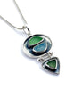 Amazonite, Soft Olive & Mint Sea Glass & Silver Framed Double Pendant on Silver Chain