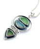 Amazonite, Soft Olive & Mint Sea Glass & Silver Framed Double Pendant on Silver Chain