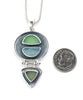 Amazonite, Soft Olive & Mint Sea Glass & Silver Framed Double Pendant on Silver Chain