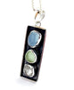 Amazonite, Soft Olive Sea Glass & Rutilated Quartz Silver Framed Pendant on Silver Chain
