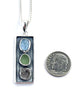 Amazonite, Soft Olive Sea Glass & Rutilated Quartz Silver Framed Pendant on Silver Chain