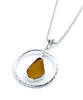 Dark Amber Sea Glass Hoop Pendant