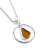Dark Amber Sea Glass Hoop Pendant