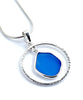Blue Sea Glass Hoop Pendant