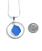 Blue Sea Glass Hoop Pendant