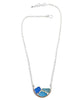 Textured Blue and Aquas Sea Glass Half Hoop Necklace