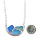 Textured Blue and Aquas Sea Glass Half Hoop Necklace