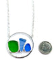 Textured Green, Periwinkle and Blue Sea Glass Hoop Necklace