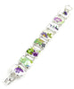 Purple Flowers Vintage Pottery Double Link Shard Bracelet - 8 1/2