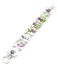 Purple Flowers Vintage Pottery Double Link Shard Bracelet - 8 1/2