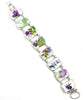 Purple Flowers Vintage Pottery Double Link Shard Bracelet - 8 1/2
