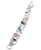 Red, Grey & Blue Floral Vintage Pottery Double Link Large Shard Bracelet - 8 1/2