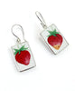 Strawberry Vintage Pottery Rectangle Single Drop Earrings
