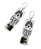 Black & White Patterned Vintage Pottery with Gold Double Drop Barbell Earrings