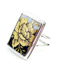 Gold and Black Floral Rectangle Vintage Pottery Ring- Size 8