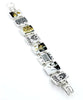 Black, Gold & White Vintage Pottery Barbell  Bracelet - 8 1/2