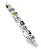 Black, Gold & White Vintage Pottery Barbell  Bracelet - 8 1/2