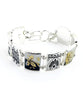 Black, Gold & White Vintage Pottery Barbell  Bracelet - 8 1/2