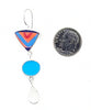 Bold Pottery with Aqua Stained Glass & Clear Sea Glass Triple Drop Earrings