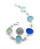 Blue & Aqua Sea Glass with Pearl Bracelet - 7 1/2