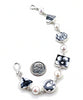 Black & White Vintage Pottery and Pearl Multi Shape Bracelet - 7 3/4