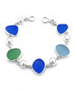 Blue, Green & Aqua  Sea Glass with Pearl Bracelet - 7 3/4