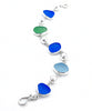 Blue, Green & Aqua  Sea Glass with Pearl Bracelet - 7 3/4