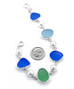 Blue, Green & Aqua  Sea Glass with Pearl Bracelet - 7 3/4