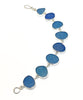 Steel Blue & Cobalt Textured Sea Glass Bracelet - 7 1/2