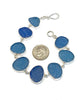 Steel Blue & Cobalt Textured Sea Glass Bracelet - 7 1/2