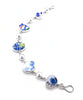 Blue Flower Natural Shape Vintage Pottery and Pearl Bracelet - 7 3/4