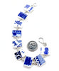 Blue & White Asian Inspired Vintage Pottery Rectangle Shape Bracelet - 7 1/2