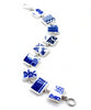 Blue & White Asian Inspired Vintage Pottery Rectangle Shape Bracelet - 7 1/2