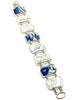 Blue, Green & White Vintage Pottery Double Link Shard Bracelet - 8