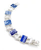 Blue & White Vintage Pottery with White Biwa Pearls Double Link Bracelet - 8 1/2