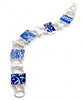 Blue & White Vintage Pottery with White Biwa Pearls Double Link Bracelet - 8 1/2