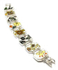 Bold Brown, Black & Yellow Flower Vintage Pottery Double Link Shard Bracelet - 7 3/4