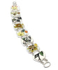 Bold Brown, Black & Yellow Flower Vintage Pottery Double Link Shard Bracelet - 7 3/4