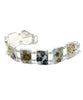 Bold Brown, Black & Yellow Flower Vintage Pottery Double Link Shard Bracelet - 7 3/4