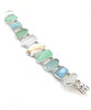 Jadeite, Clear and Aqua Sea Glass with Mother of Pearl Cicada and Stones Double Link Bracelet - 7 3/4