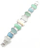 Jadeite, Clear and Aqua Sea Glass with Mother of Pearl Cicada and Stones Double Link Bracelet - 7 3/4
