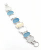 Pale Blue & White Sea Glass with Mother of Pearl Cicada Double Link Bracelet - 7 1/2